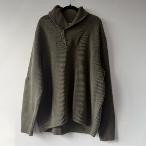 Duluth Trading Co Olive Shawl-Collar Pullover Turtleneck